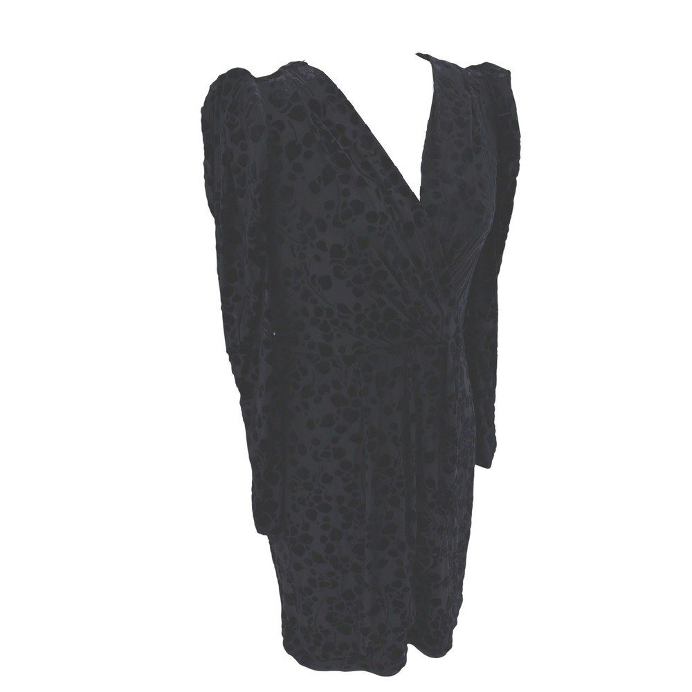 Y2K Tommy Hilfiger Black Velvet Burnout Floral  Mini Dress SZ8 Fairy Grunge Vamp